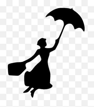 Mary Poppins Sticker And Laptop Sticker - Mary Poppins Silhouette ClipartFlare.com 
