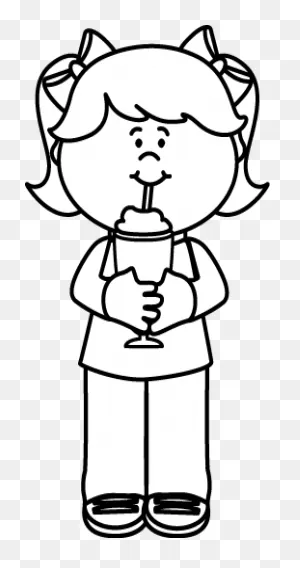 Black And White Girl Drinking A Milkshake Clip Art - Black And ClipartFlare.com 