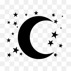 Cresent Moon And Stars Sticker
