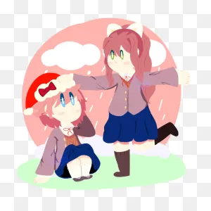 Doki Doki Literature Club Monika With Checked Skirt Transparent ClipartFlare.com 