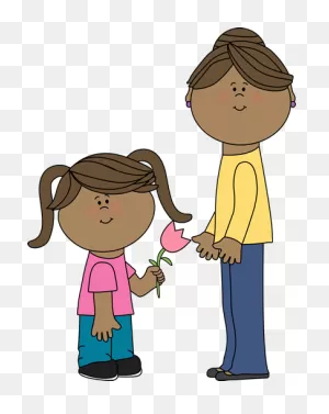 Girl With Flower For Mom Clip Art - Girl With Flower For Mom Image