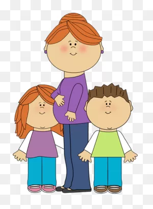 Pregnant Mom With Kids Clip Art Image | Kids Clipart, Clip Art, Kids