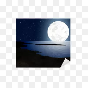 Moonlight With Full Moon And The Coast Sticker • Pixers® - We Live ClipartFlare.com 
