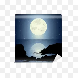 Moonlight With Full Moon Wall Mural • Pixers® - We Live To Change