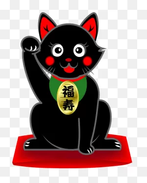 Black Maneki Neko Clipart - Black Cat - Png Download - Full Size ClipartFlare.com 