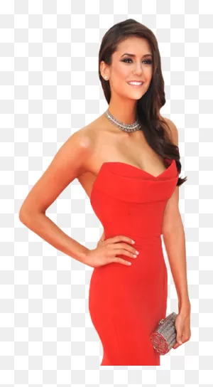 Download Hd #1 Png Cu Nina Dobrev - Nina Dobrev Red Dress ClipartFlare.com 