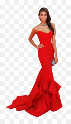 Download Nina Dobrev Png By - Red Dress Silver Accessories - Full ClipartFlare.com 