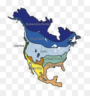 Simple Climate Map Of North America - (450X480) Png Clipart Download