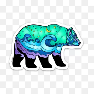 Bear - Big Dipper - Northern Lights - Ocean Wave Sticker