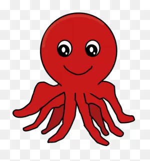 Red Cartoon Octopus | Public Domain Vectors