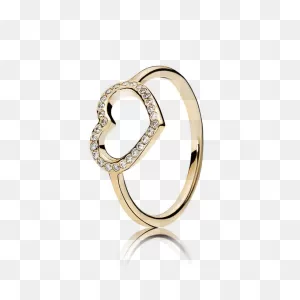 Captured Heart 14K Gold Cubic Zirconia Ring - 150179Cz - Pandora