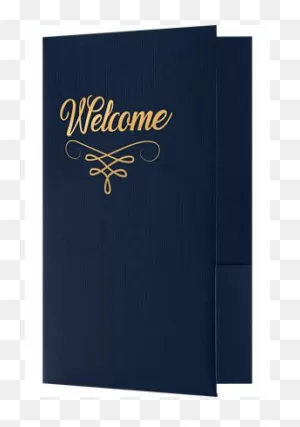 Blank 6 X 9 Welcome Folders - Gold Foil Stamped-Dark Blue Linen ClipartFlare.com 