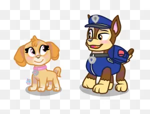 72288 - Safe, Artist:rainbow Eevee, Chase (Paw Patrol), Skye (Paw ClipartFlare.com 