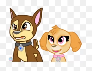 72293 - Safe, Artist:rainbow Eevee, Chase (Paw Patrol), Skye (Paw ClipartFlare.com 