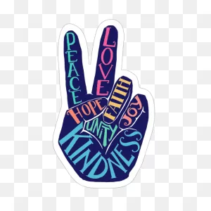 Hand Peace Sign And Words Hippie Sticker