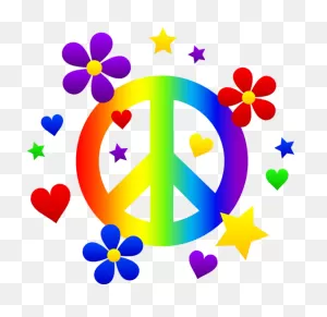 Rainbow Peace Sign With Hearts, Stars, And Flowers | Peace Sign ClipartFlare.com 