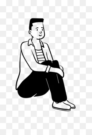 Best Free Man Sitting Holding Both Legs Illustration Download In ClipartFlare.com 
