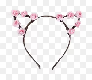 Cat Headband Flowercrown Flower Kitty Pink Roses Crown - Flower ClipartFlare.com 