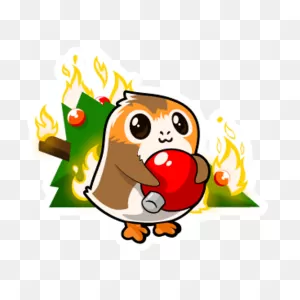 Star Wars Porg And Christmas Tree Sticker - Sticker Mania