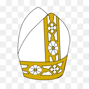 Pope Hat In Gold And White Color Illustration | Free PNG-WebP