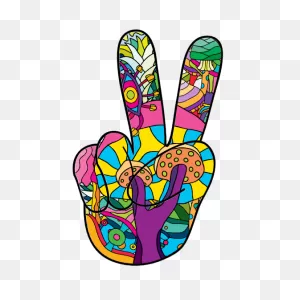 Psychedelic Hand Peace Sign Hippie Sticker