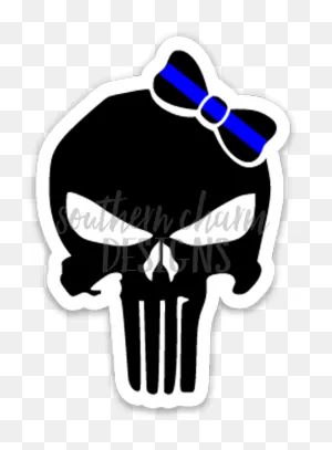 Thin Blue Line Punisher Bow Decal - Punisher Skull White Clipart ClipartFlare.com 