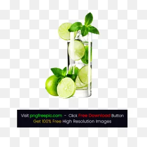 Slice Lemon Pudina Juice Ice Png - Cocktail Soda Drink Ice Glass Png