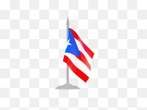 Flag With Flagpole. Illustration Of Flag Of Puerto Rico
