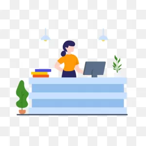 Best Premium Receptionist Standing At Reception Illustration ClipartFlare.com 