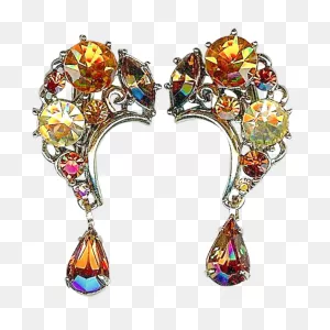 Scarce Vintage Lisner Citrine Amber Topaz Rhinestone Question Mark ClipartFlare.com 