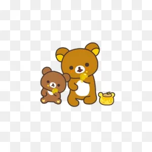 Chiroykogma And Rilakkuma Bear Eating Honey Transparent Png - Stickpng