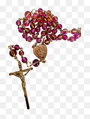 Rosary Pink With Gold Mary And Jesus Heart - Christian Cross ClipartFlare.com 
