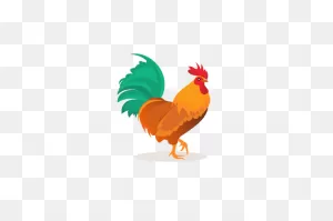 Rooster Character Portrait. Vector Flat