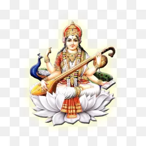 Saraswati Yellow Background Transparent Png - Stickpng