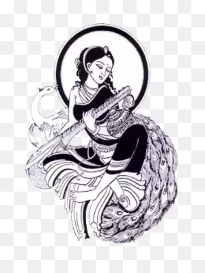 Black And White Image Of A Graceful Goddess | Saraswati Devi ClipartFlare.com 