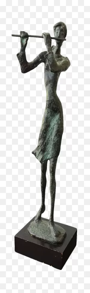 1970S Bronze Sculpture Of A Female Flutist