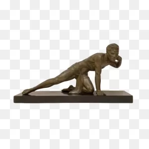 Art Deco Figurative Metal Sculpture After Jean De Roncourt