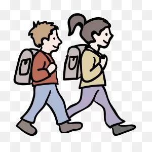 Boy And Girl Going To School Clipart - School Student Line Art ClipartFlare.com 