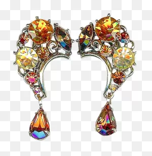 Scarce Vintage Lisner Citrine Amber Topaz Rhinestone - Earrings ClipartFlare.com 