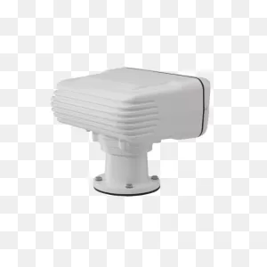 Nordic American Searchlight Lamp On Adjustable Wood Tripod -