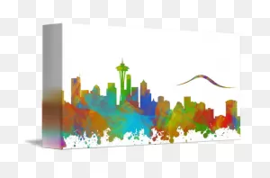 Seattle City Skyline Silhouette Background Sticker • Pixers® - We ClipartFlare.com 