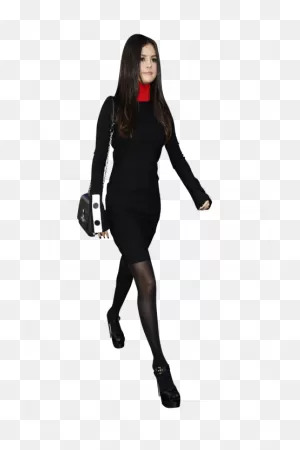 Selena Gomez Walking In Black | ClipartFlare – Free Png Library