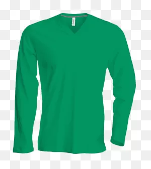 Tee Shirt Col V Manches Longues Homme - Green Long Sleeve Top Men ClipartFlare.com 