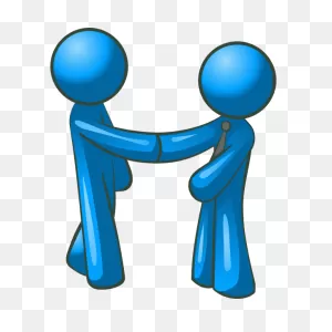 Vector Drawing Of Blue Figures Shaking Hands | Free PNG-WebP