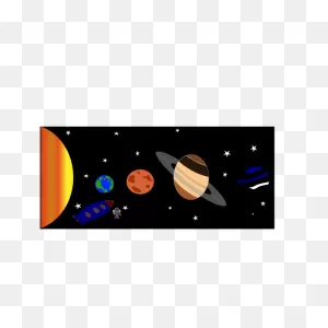 Solar System With Rocket And Spaceman | Free PNG-WebP