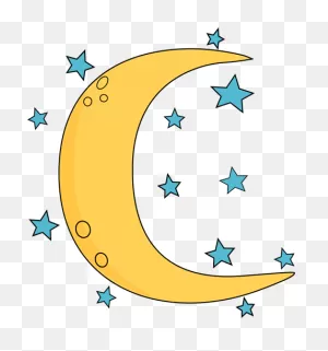 Crescent Moon And Stars Clip Art - Crescent Moon And Stars Image