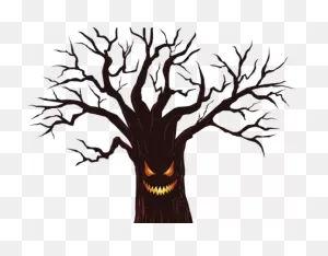 Library Clipart Spooky - Scary Tree Silhouette Halloween - Png ClipartFlare.com 