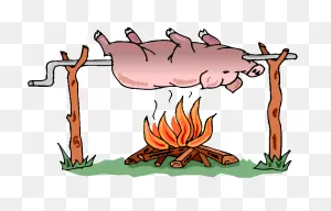 Pig On A Barbecue Pit - Spit Roast Pig Cartoon Clipart - Full Size ClipartFlare.com 