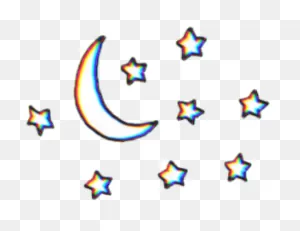 Moon Stars Star Tumblr Glitch Glitchy - Moon And Stars Transparent ClipartFlare.com 