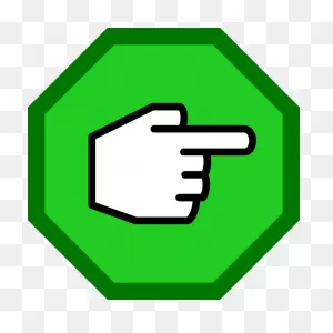 Right-Pointing Hand In Green Octagon - Png Start Clipart - Full ClipartFlare.com 